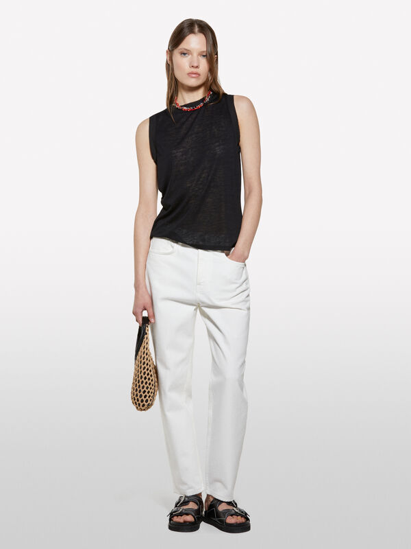 Black regular fit tank top - women's tops | Sisley