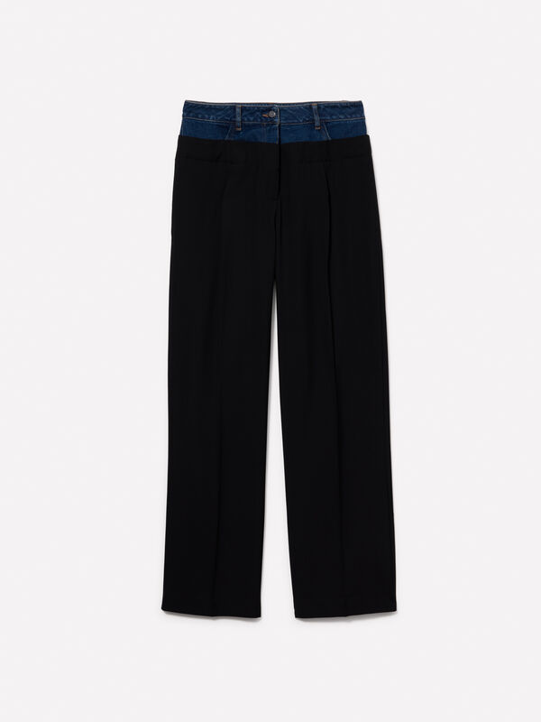 Black denim boxer trousers Black denim boxer trousers - women's palazzo trousers | Sisley