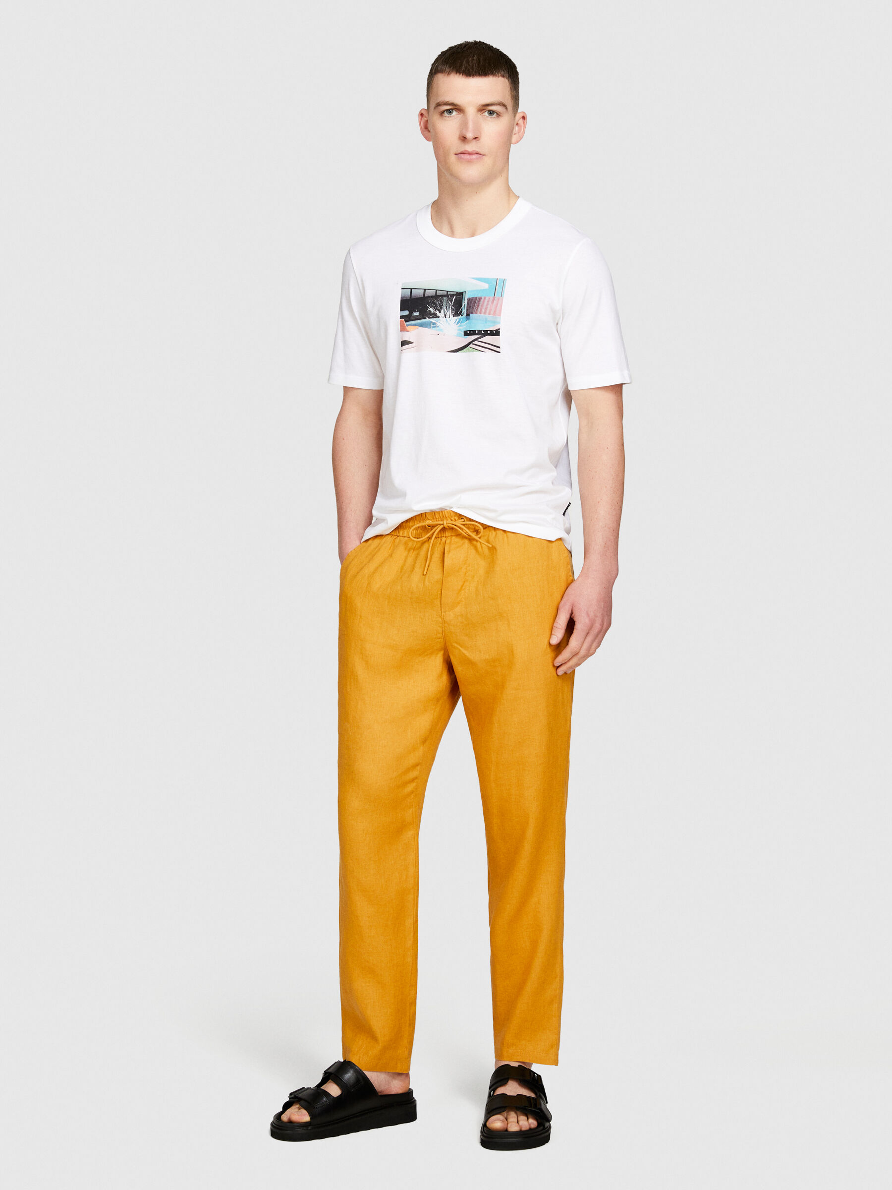 100 linen joggers Mustard Sisley
