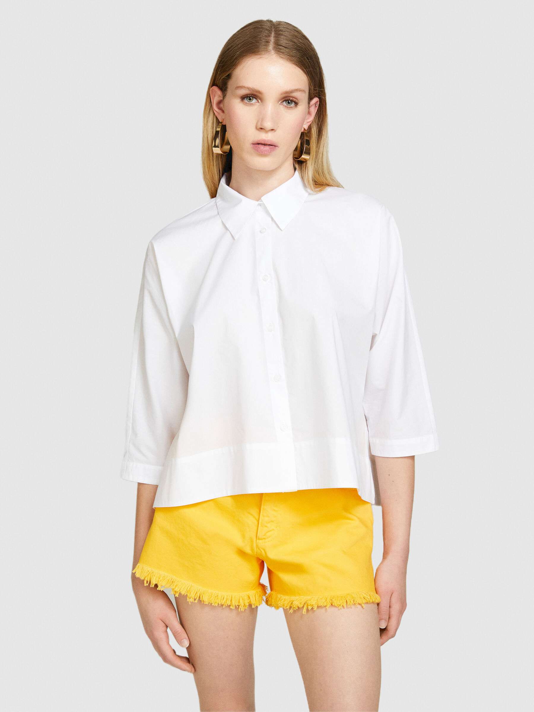 Shirt with kimono sleeves, White - Sisley