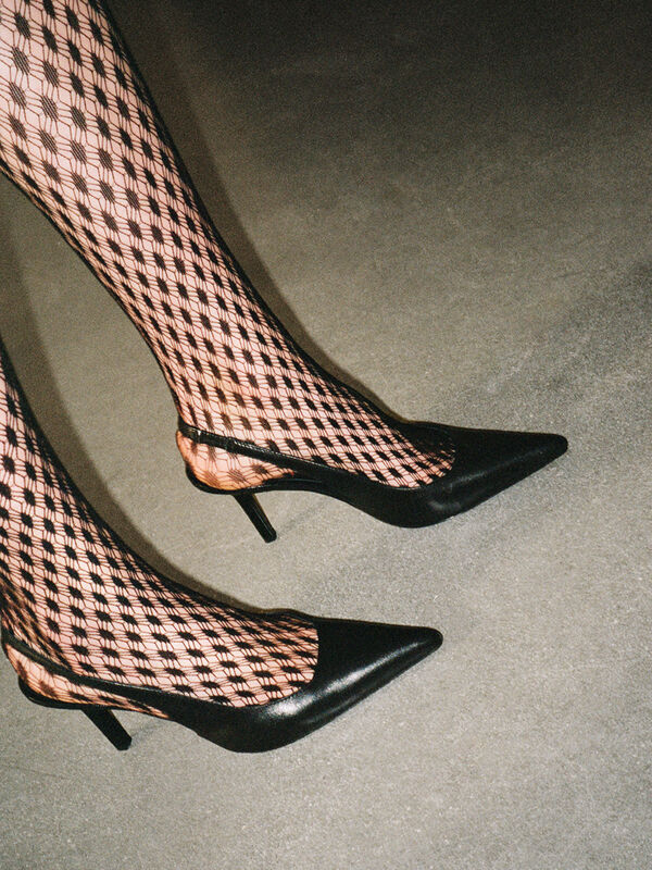 Black leather slingbacks - women's heels | Sisley