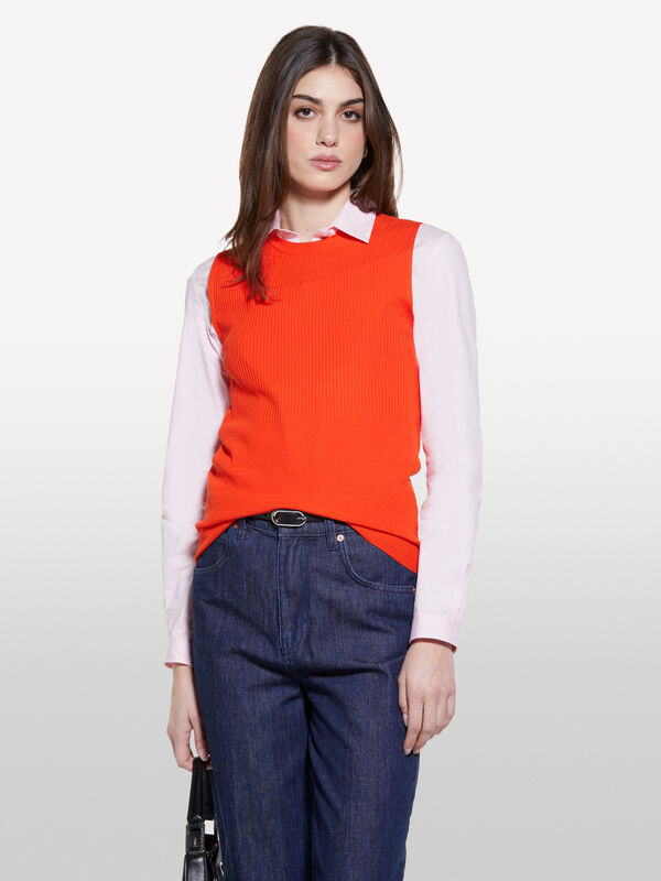 Orange knit top - women's tops | Sisley