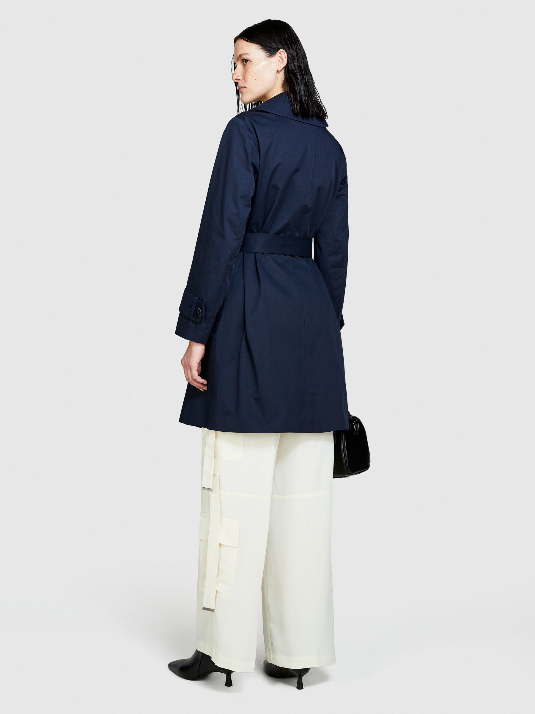Oversized trench coat with sash Dark Blue Sisley