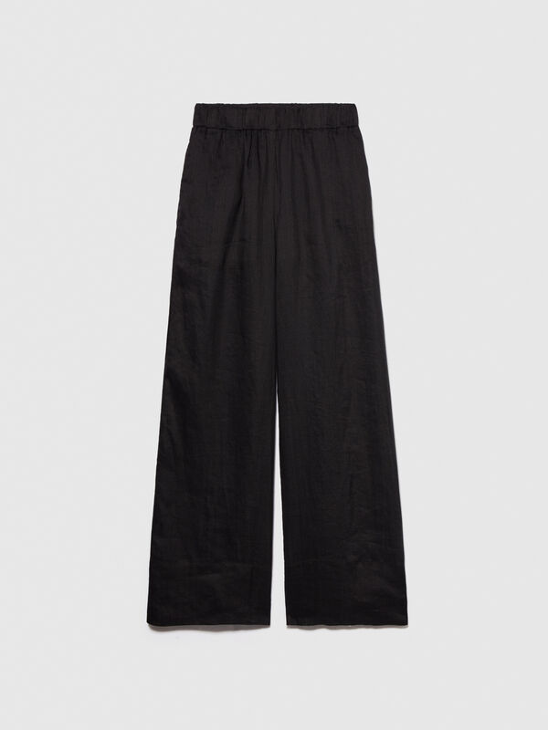 Flared ramie trousers - women's flared trousers | Sisley