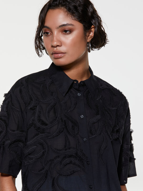 Black shirt with embroidery  - women's shirts | Sisley