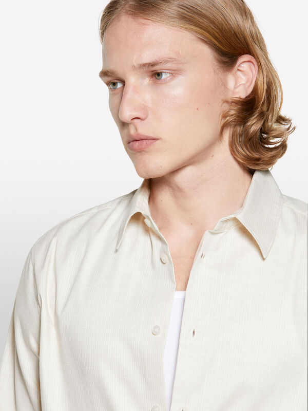 Cream white regular fit shirt - men's regular fit shirts | Sisley