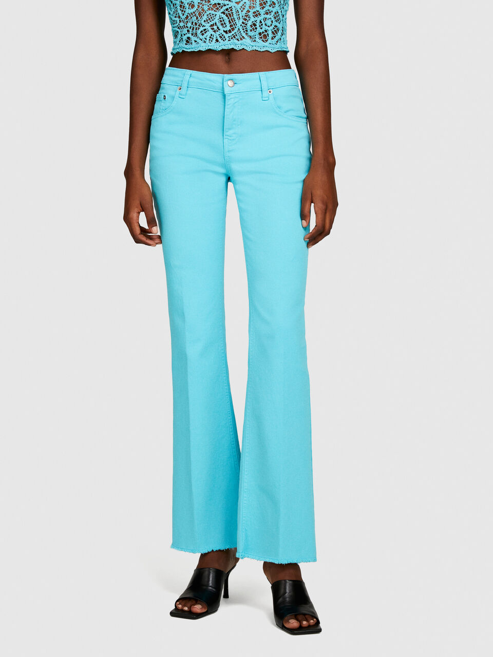 Colored flared fit jeans Women image number null