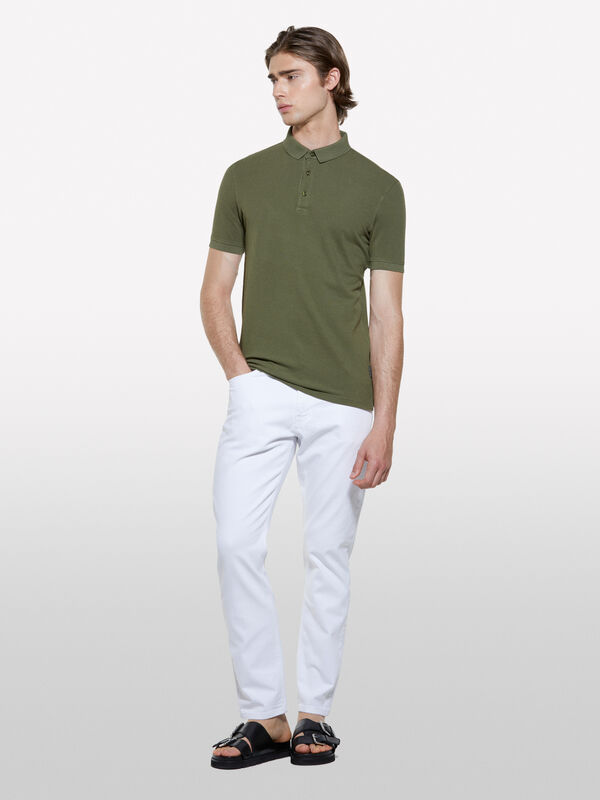 Military green 100% cotton polo - men's polos | Sisley