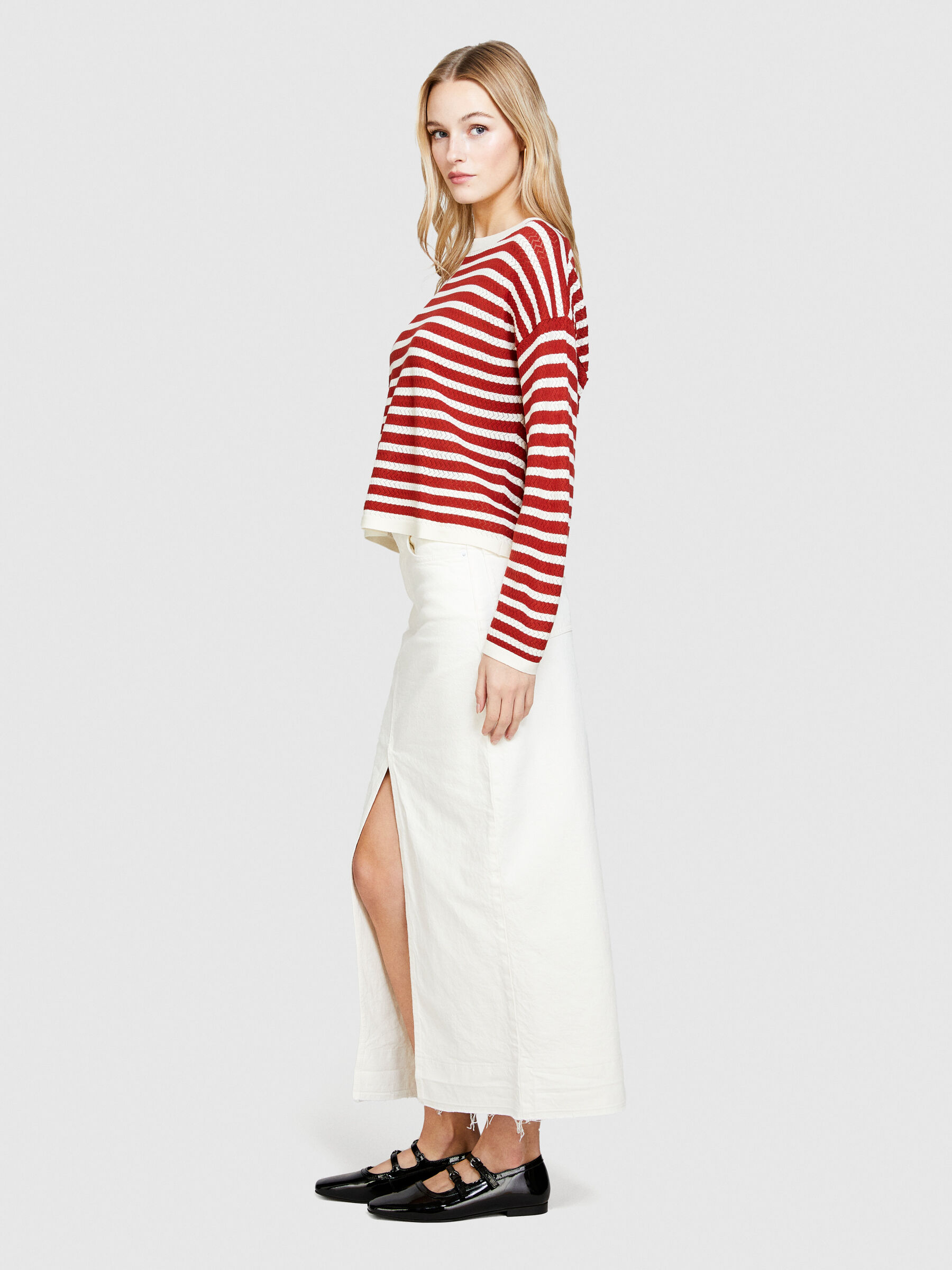 Sweater with two-tone stripes Women image number null