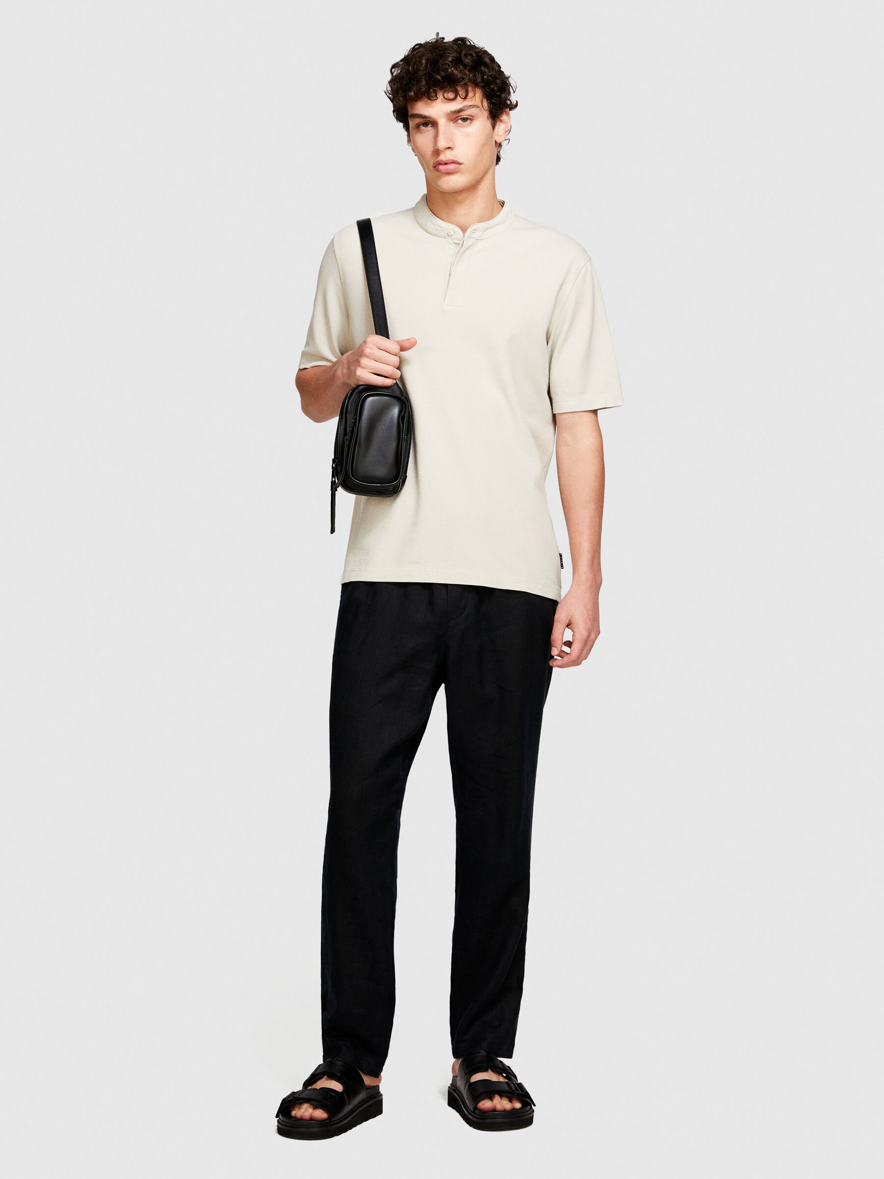 Tシャツ・カットソー 120% LINO Men T-shirt Pistachio T-shirt in pique, Beige - Sisley
