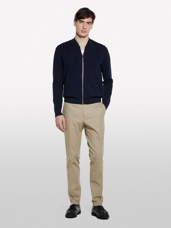 Dark blue cardigan with zip  - men's cardigans | Sisley