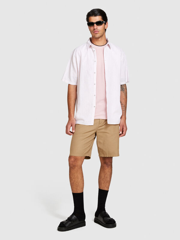 Short sleeve shirt in linen blend - men's regular fit shirts | Sisley