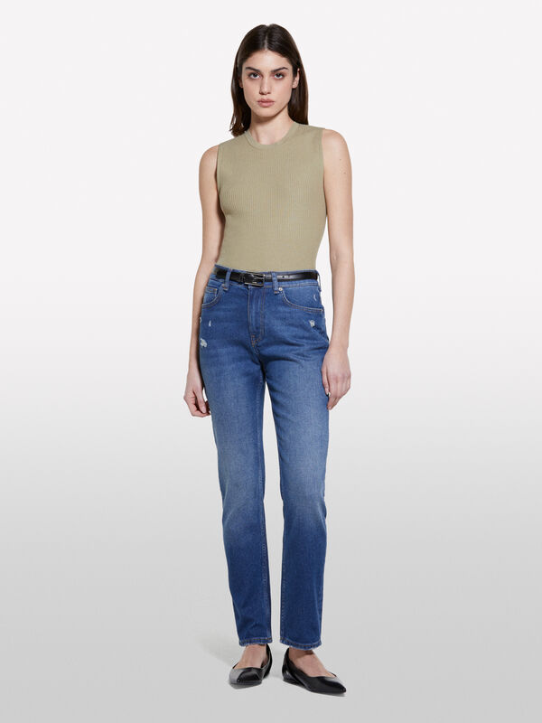 Blue slim fit 70 style jeans - women's slim fit jeans | Sisley