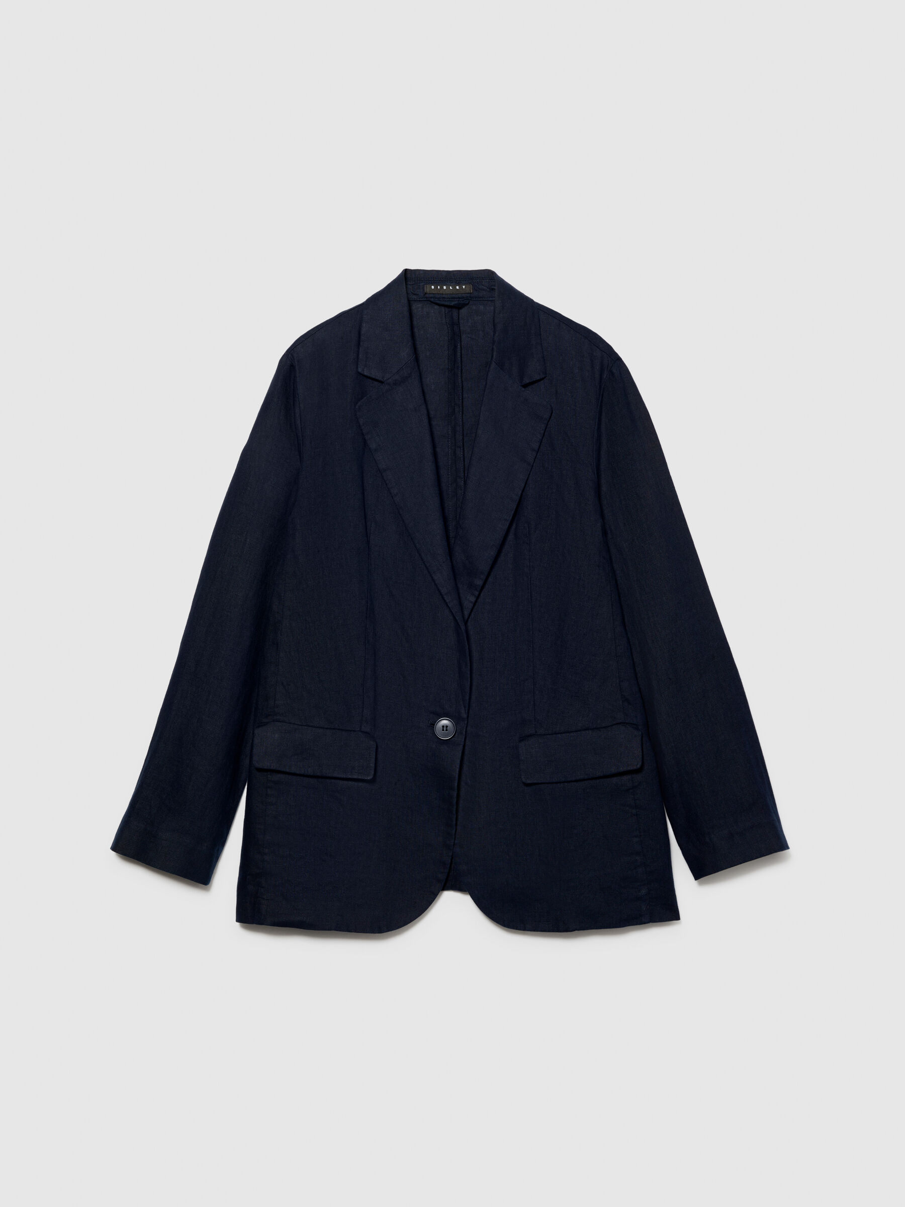 Navy blue linen blazer womens hot sale