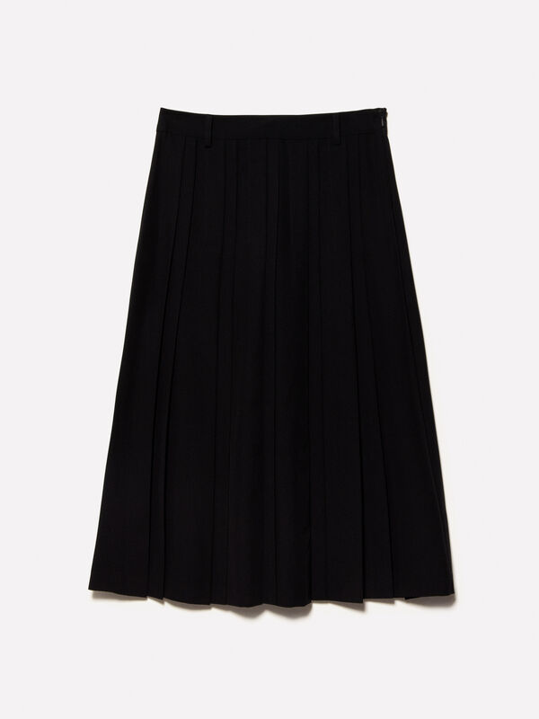 Black pleated skirt - women's midi skirts | Sisley