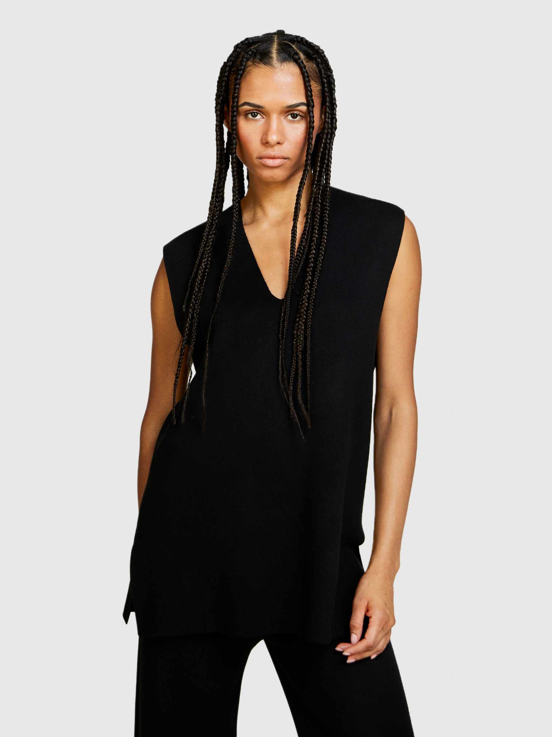 ベスト・ジレ ALYSI Women Vests 105922P5242CB BLACK Knit vests, Black - Sisley
