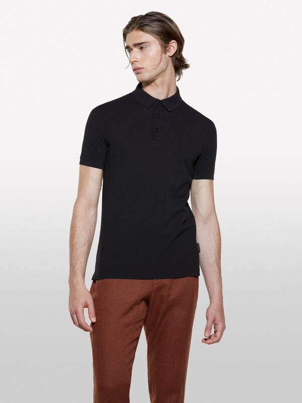 Black 100% cotton polo - men's polos | Sisley