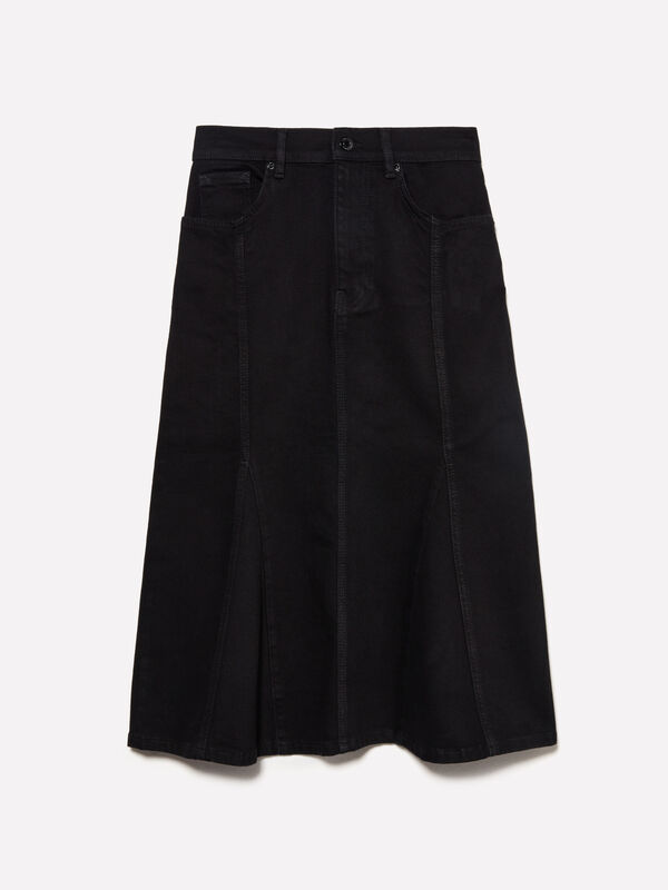 Black flared jean skirt - women's midi skirts | Sisley