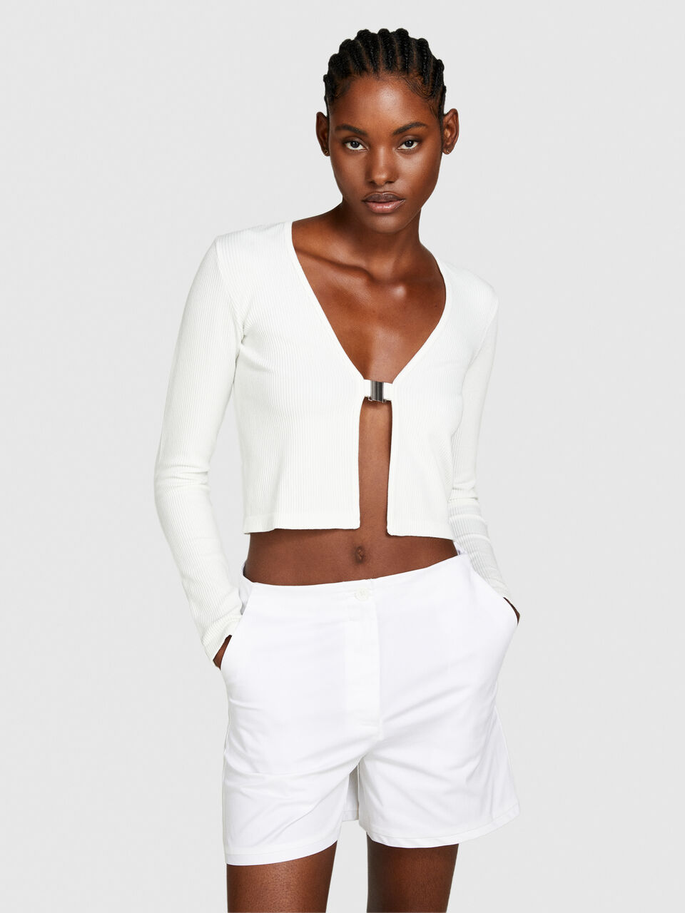 Seamless cropped cardigan Women image number null