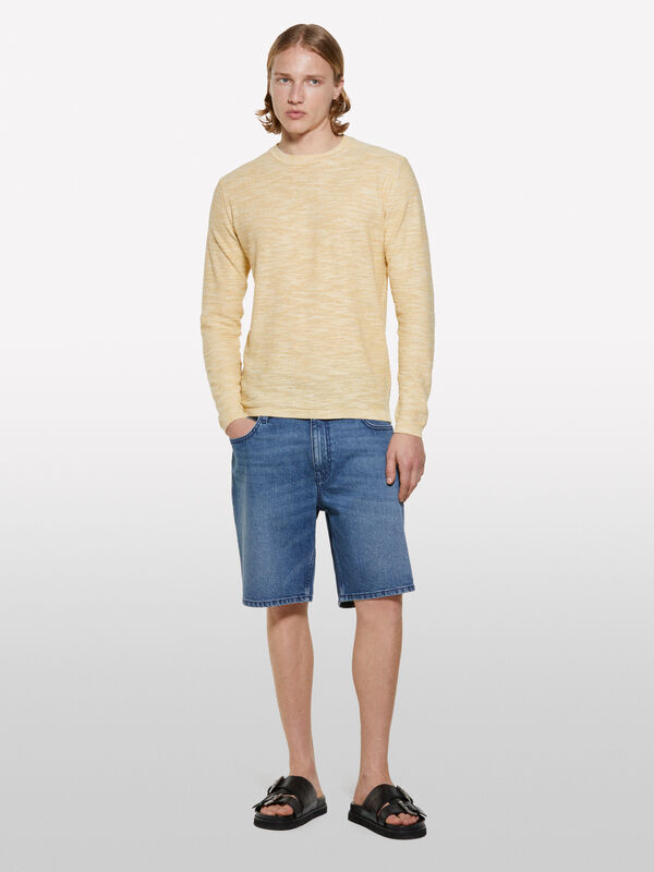 Yellow melange top - men's crew neck sweaters | Sisley
