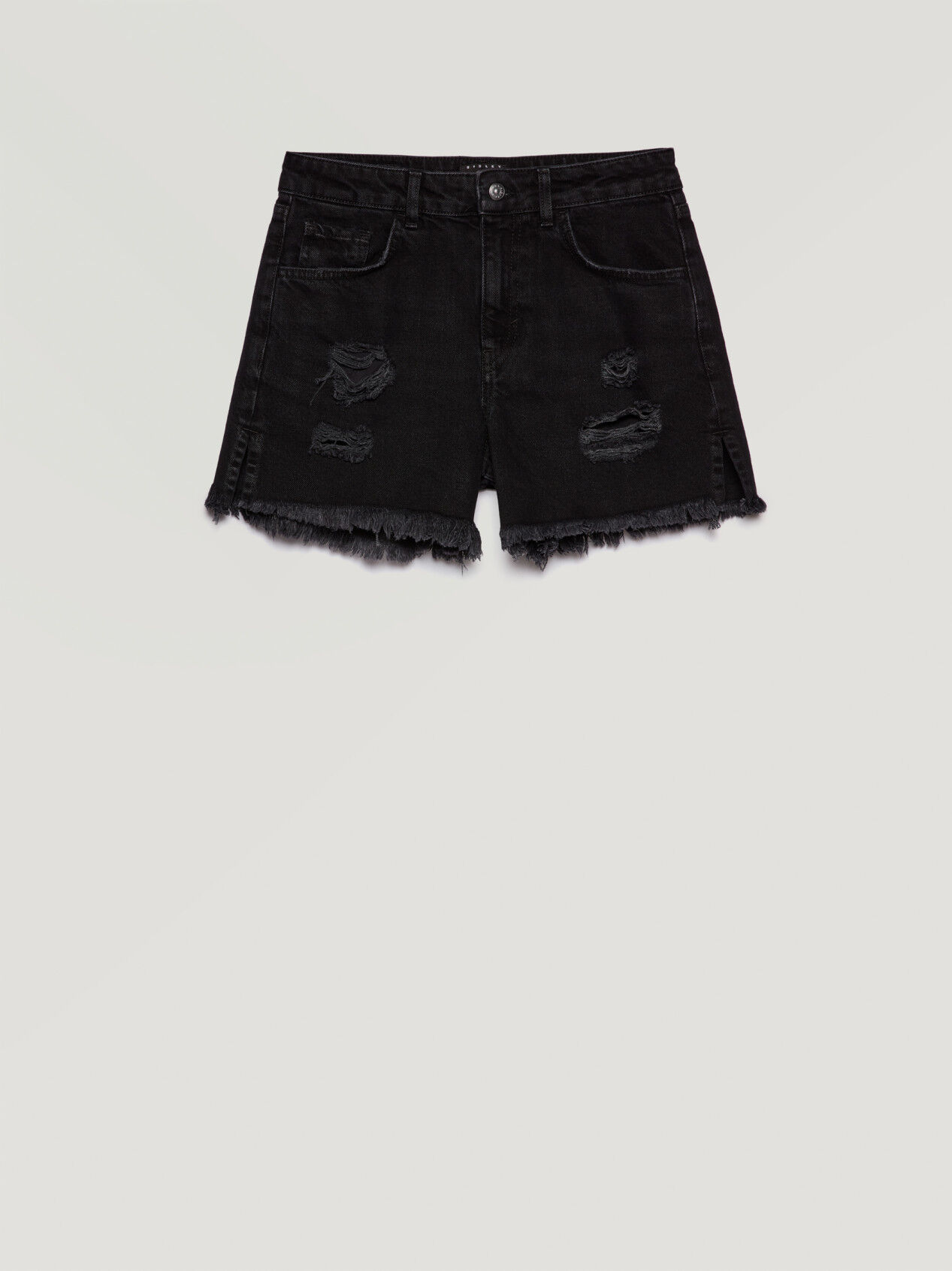 Black fringe jean shorts clearance