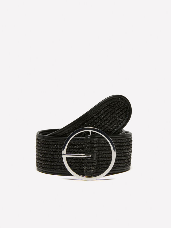 Black straw look belt - women's belts | Sisley
