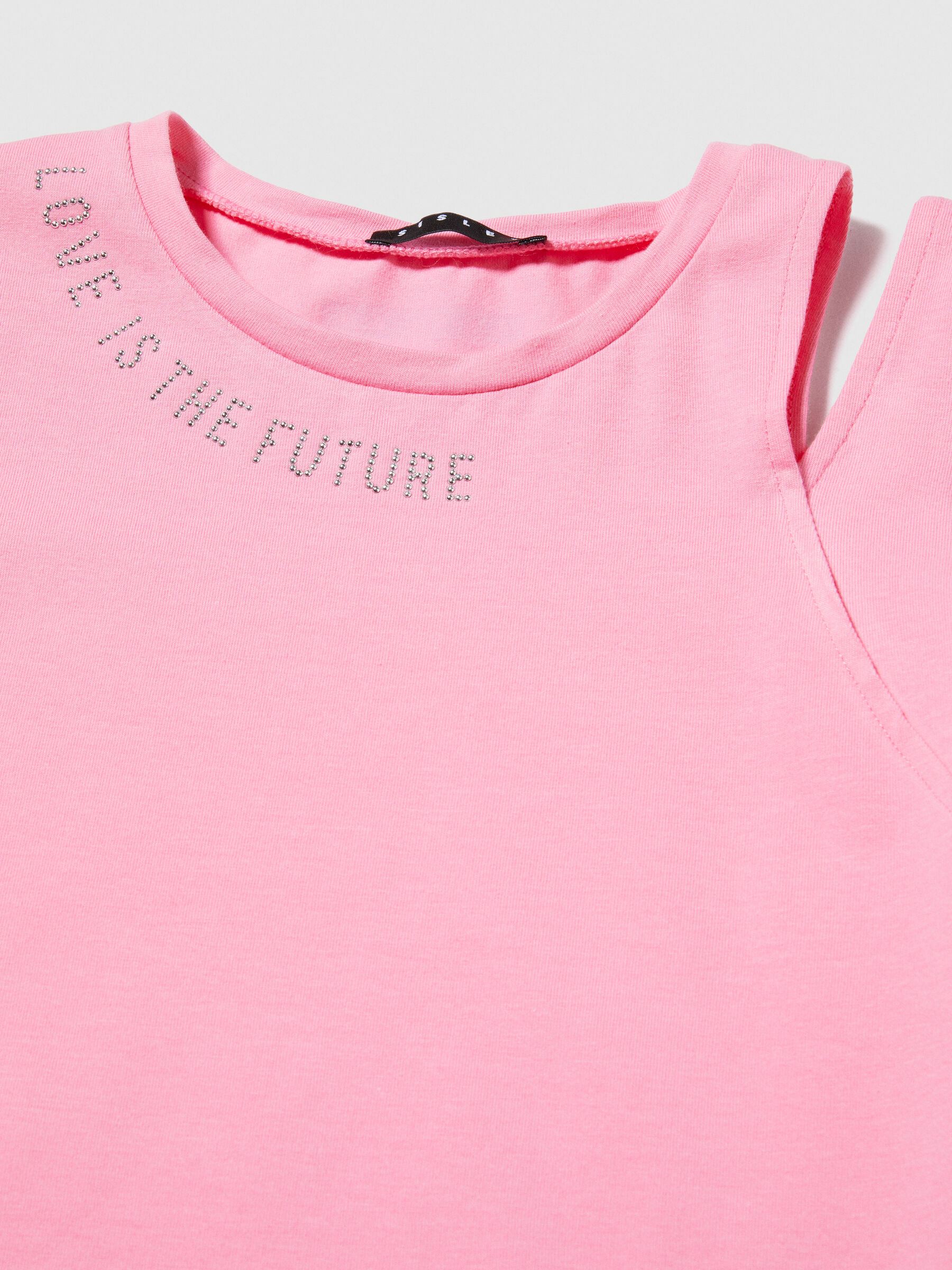 T-shirt with cut out, Pink - Sisley