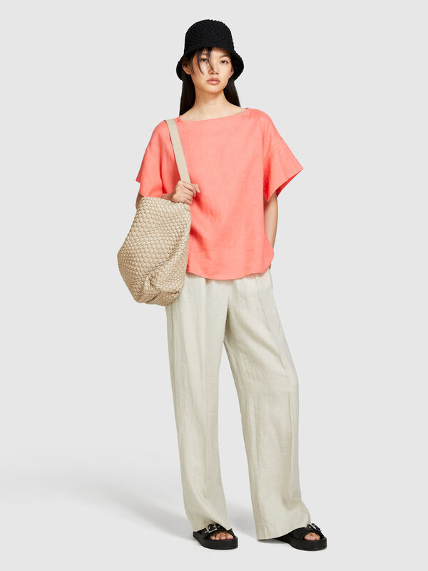 Blouse in 100% linen - women's blouses | Sisley