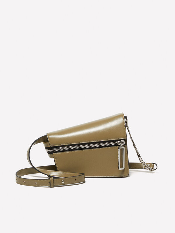 Olive green small asymmetric bag - women's shoulder and crossbody bags | Sisley
