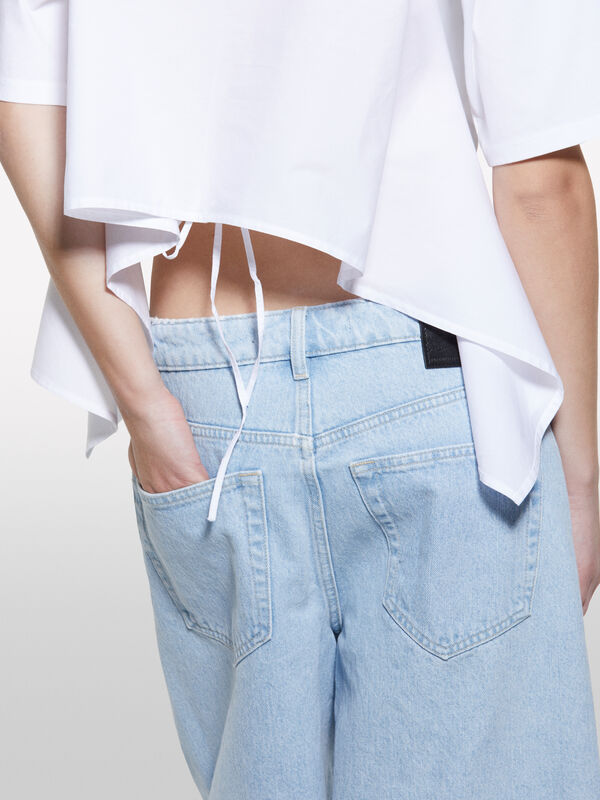 Black t-shirt with opening on the back - women's short sleeve t-shirts | Sisley