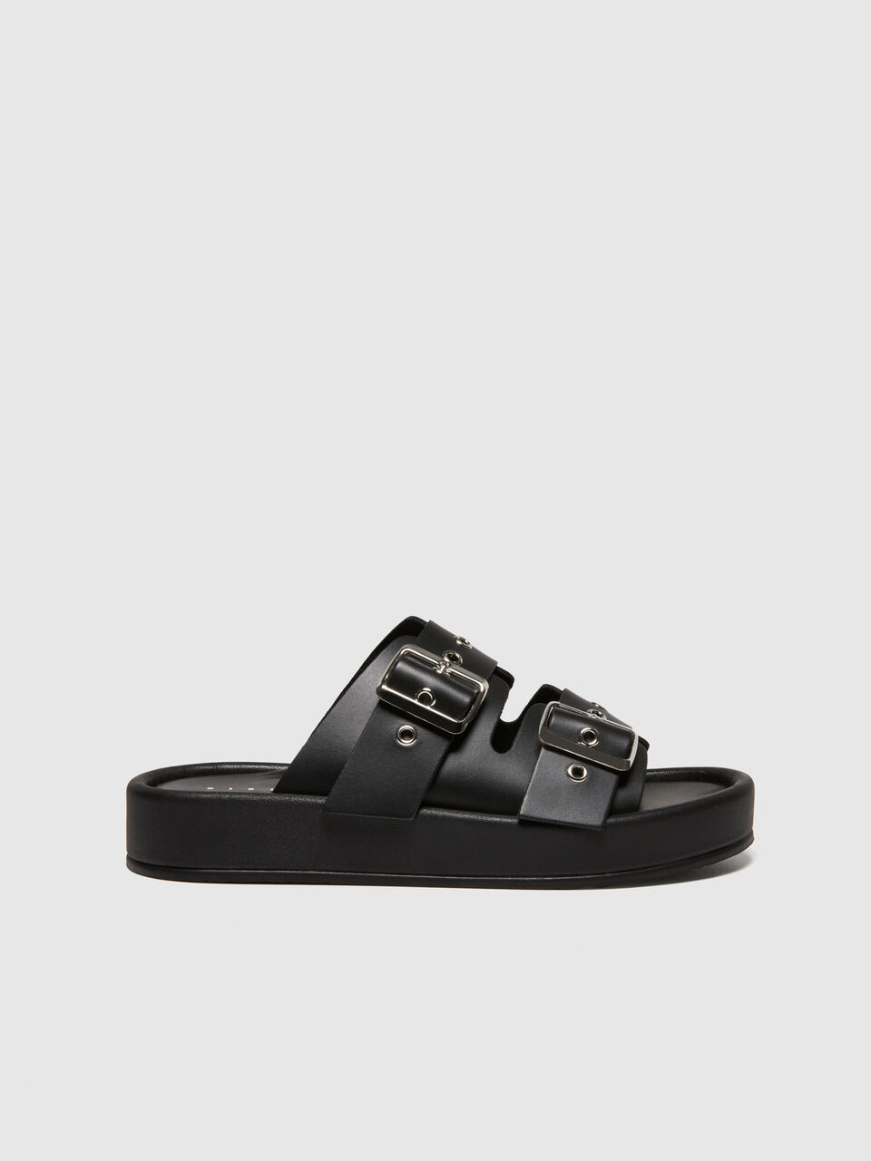 Leather slippers with buckles Women image number null