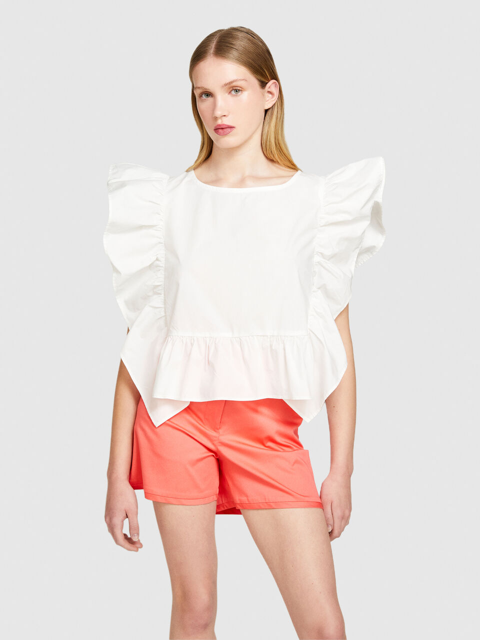 Rectangular blouse with rouching Women image number null