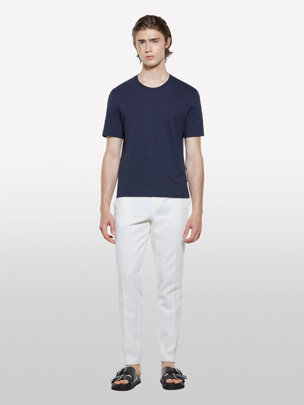 Cream white slim comfort fit trousers - men's slim fit trousers | Sisley
