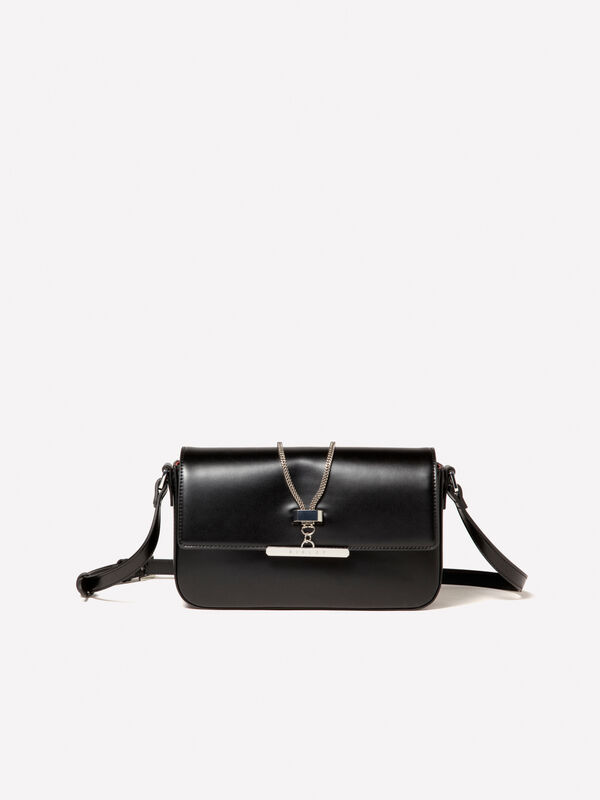 Black shoulder bag with chain - women's shoulder and crossbody bags | Sisley