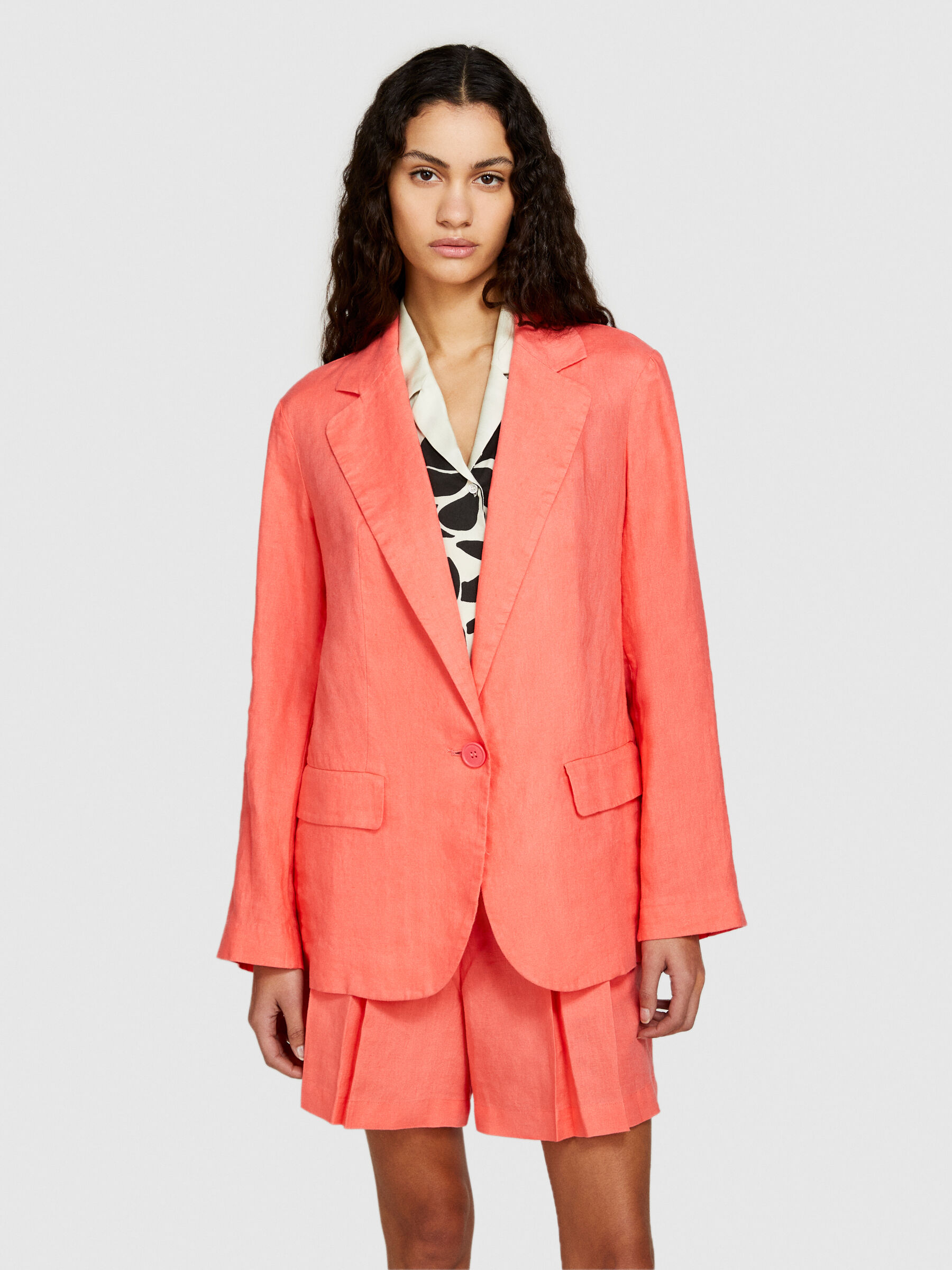 100% linen blazer, Coral - Sisley 100% linen blazer, Coral - Sisley