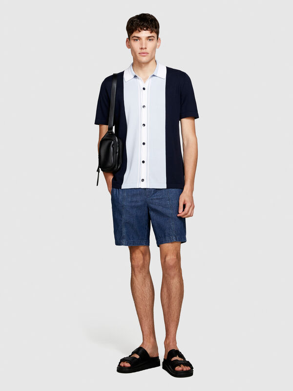Color block sweater with buttons - men's short sleeve t-shirts | Sisley
