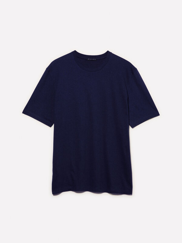 Dark blue regular fit short sleeve t-shirt - men's short sleeve t-shirts | Sisley