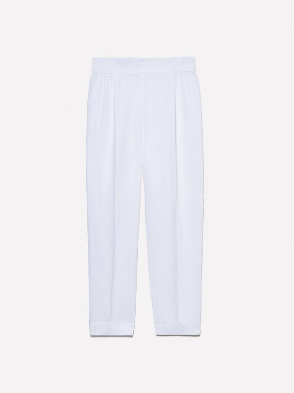 White joggers in 100% linen - women's joggers | Sisley