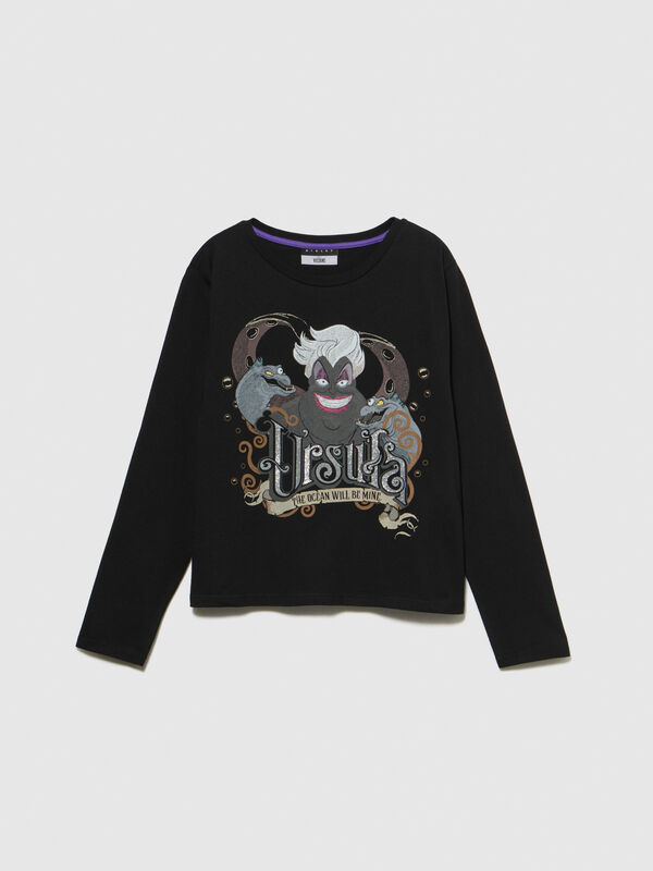 T-shirt with ©Disney print and glitter - girls' long sleeve t-shirts | Sisley Young