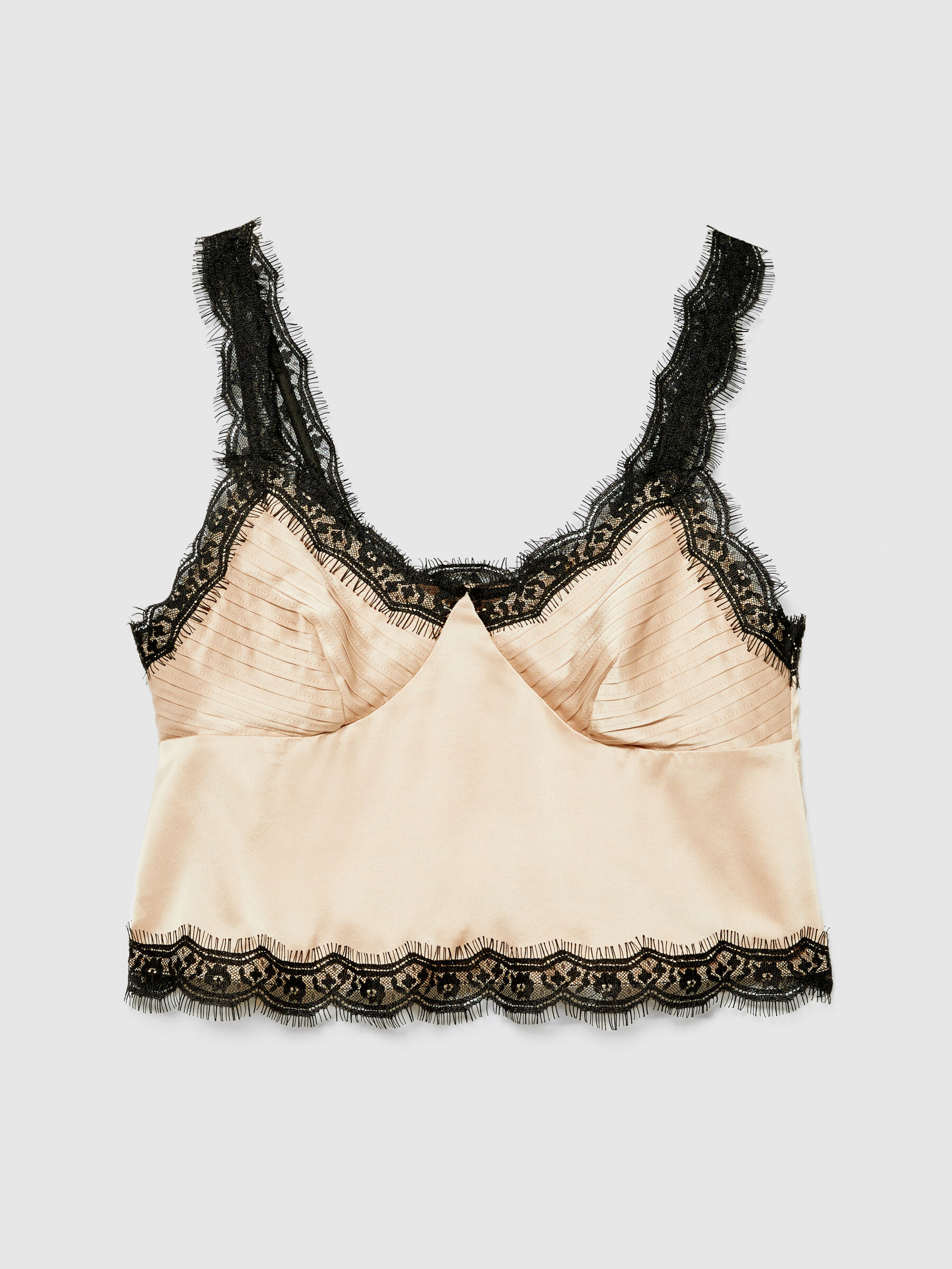 Satin top with lace Women image number null