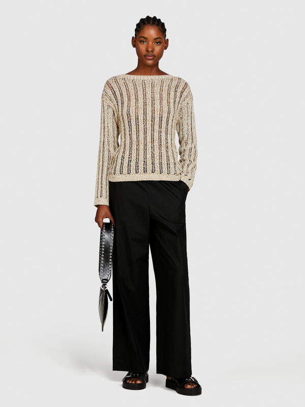 Ribbed look sweater - women's boat neck sweaters | Sisley