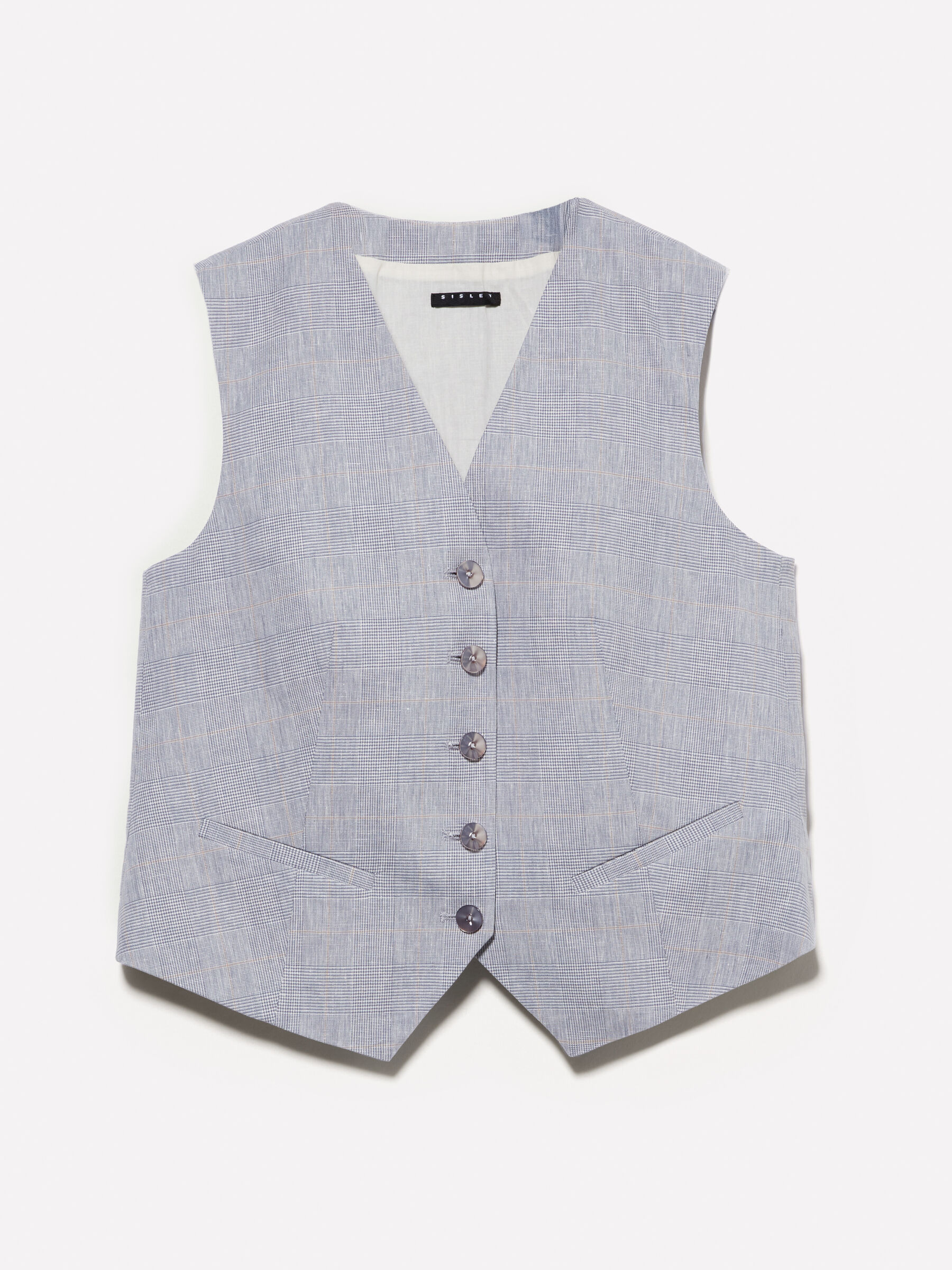 Light gray vest in linen blend, Light Gray - Sisley