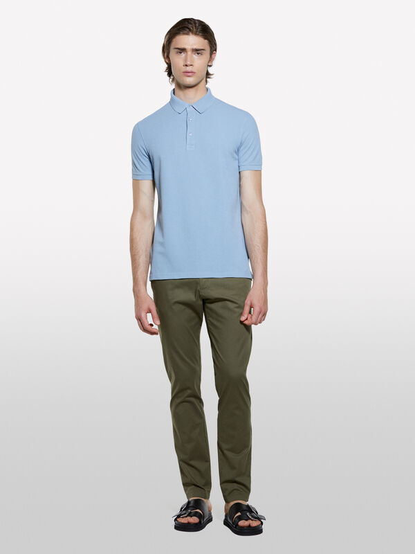 Military green slim fit chinos - men's slim fit trousers | Sisley