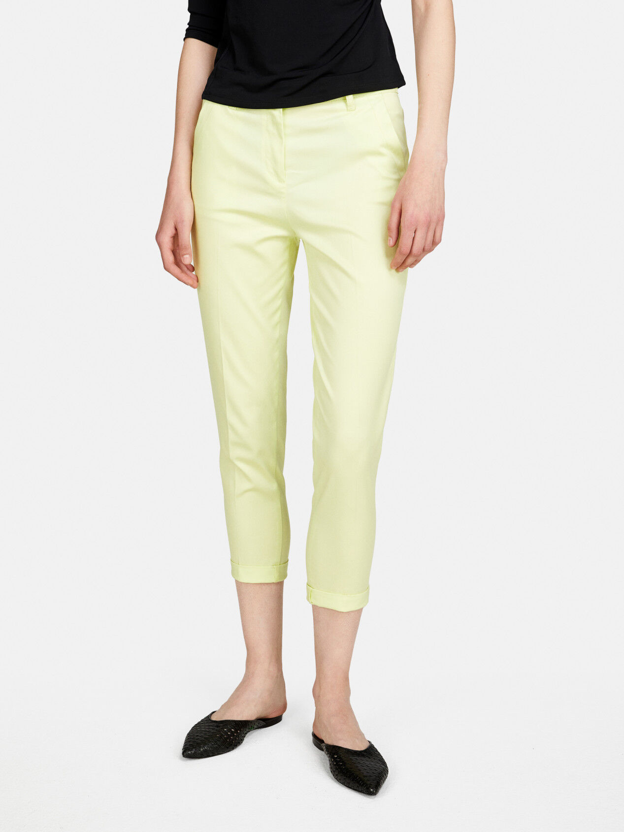 Cigarette trousers with belt COLOUR yellow green - RESERVED - ZR533-71X