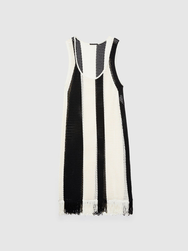 Striped perforated dress - women's midi dresses | Sisley