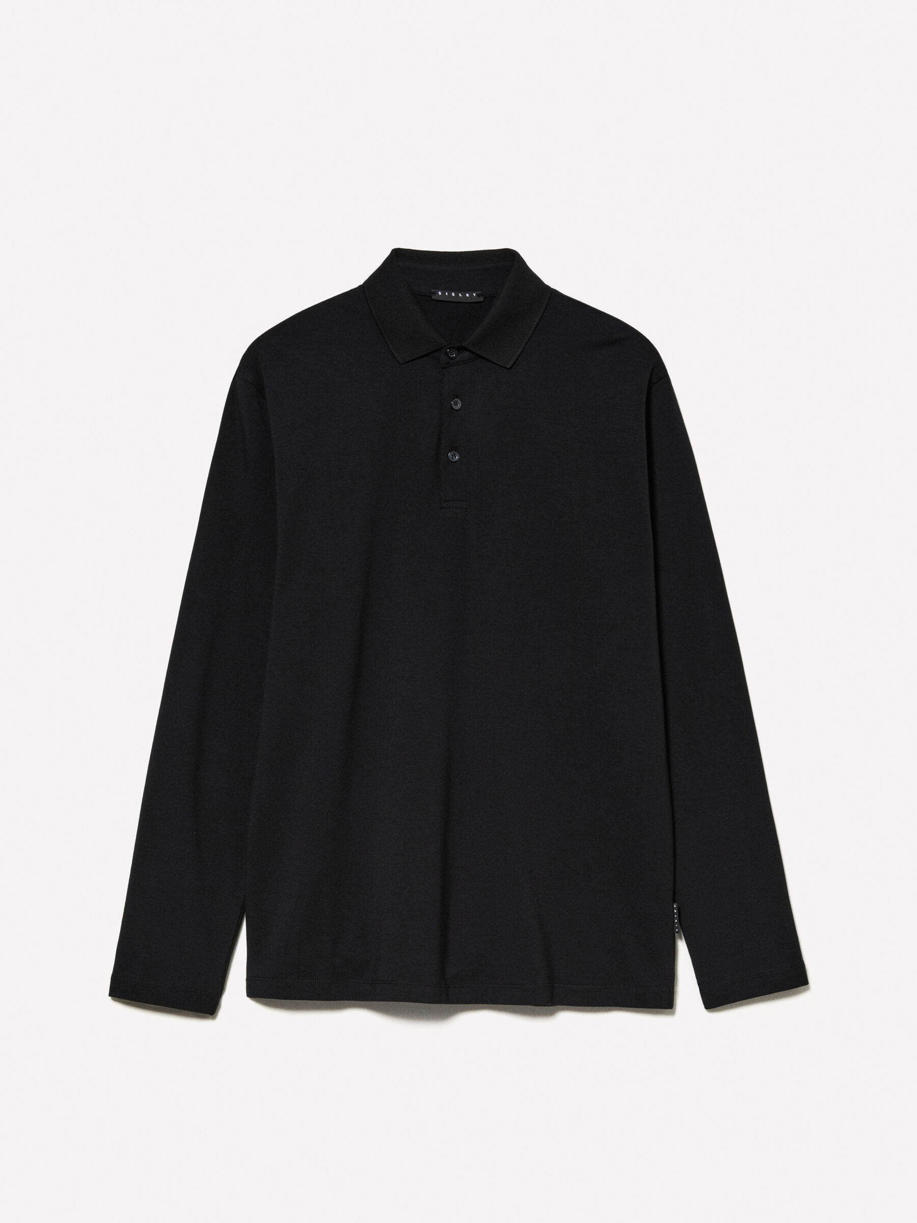 Black long sleeve regular fit polo, Black - Sisley