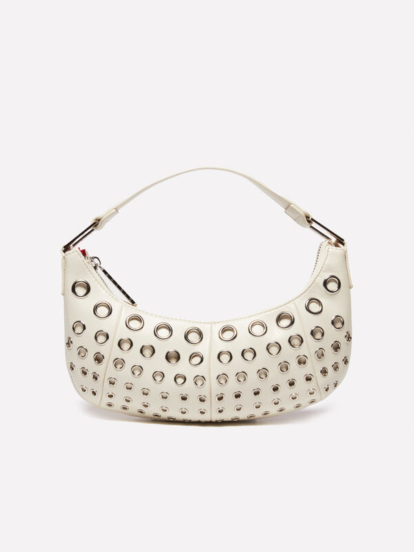 Cream white bag with eyelets - women's shoulder and crossbody bags | Sisley
