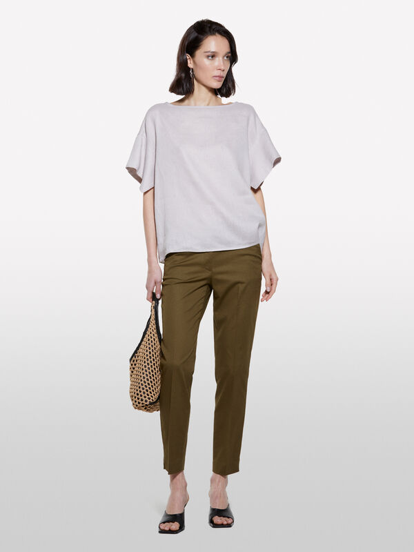 Gray blouse in 100% linen - women's blouses | Sisley