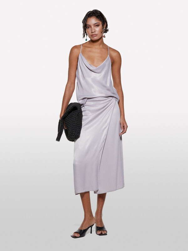 Gray satin top  - women's tops | Sisley