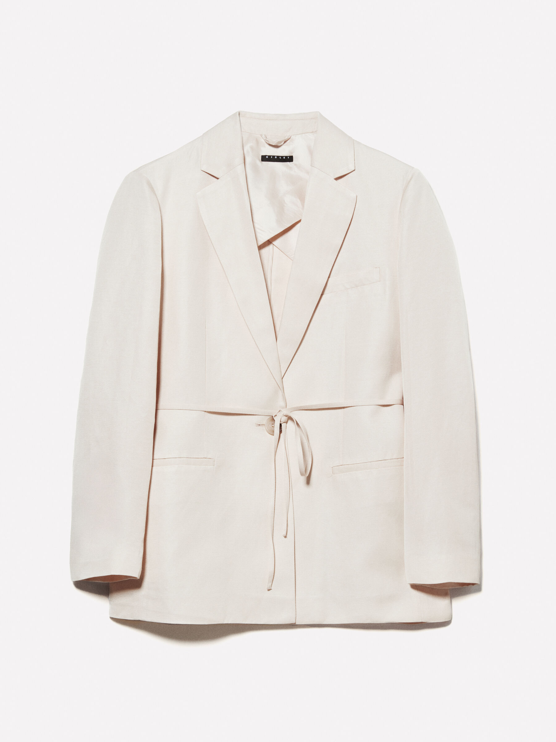 Beige blazer with belt, Beige - Sisley